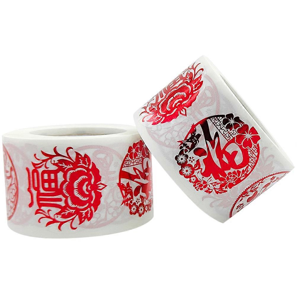 4 Rolls Chinese New Year Seal Stickers Labels For Decorating Envelopes In Red