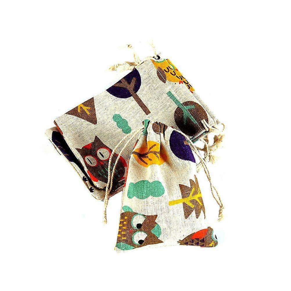 Linen Drawstring Gift Bag Pouch for Wedding Use 20Pcs Owl Pattern