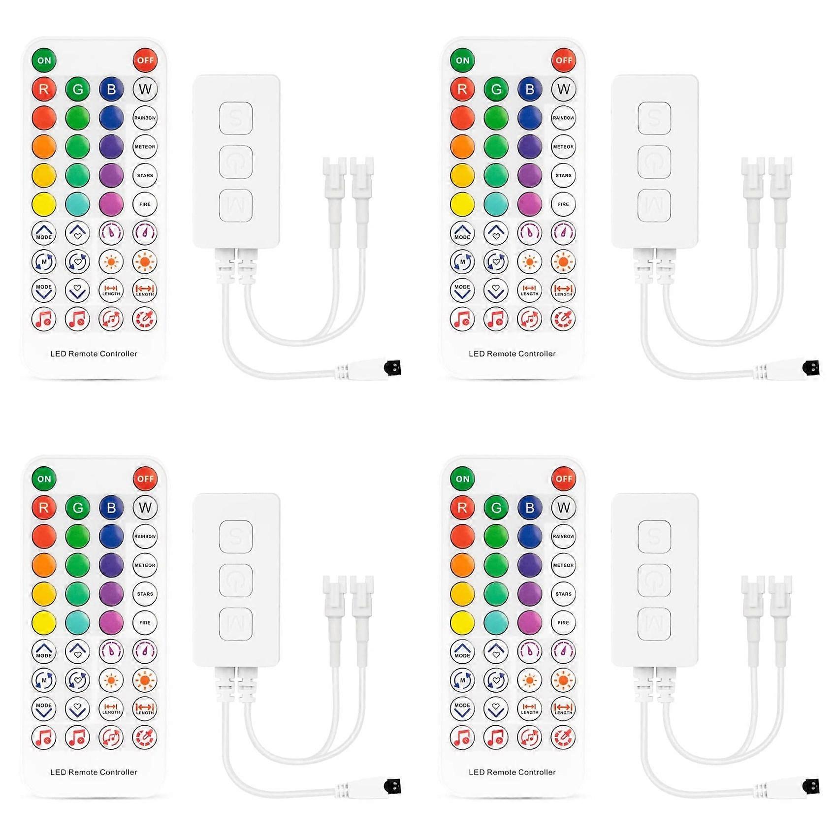 4X SP611E WS2812B WS2811 Bluetooth Music LED Strip Controller IR38 Keys Remote APP for Addressable LED Lighting DC5V-24V