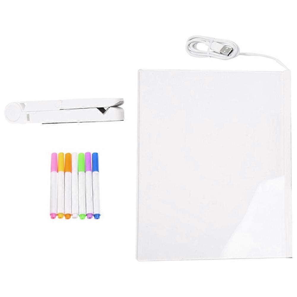 LED Note Board, Glowing Acrylic Message Marker Board with Light, Board Note Illuminated White Board (11.8 x 7.9In)