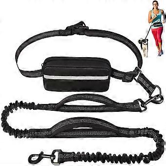 Hands Free Dog Leash with Zipper Pouch Dual Padded Handles and Durable Bungee for Walking Jogging Running Dog Pet