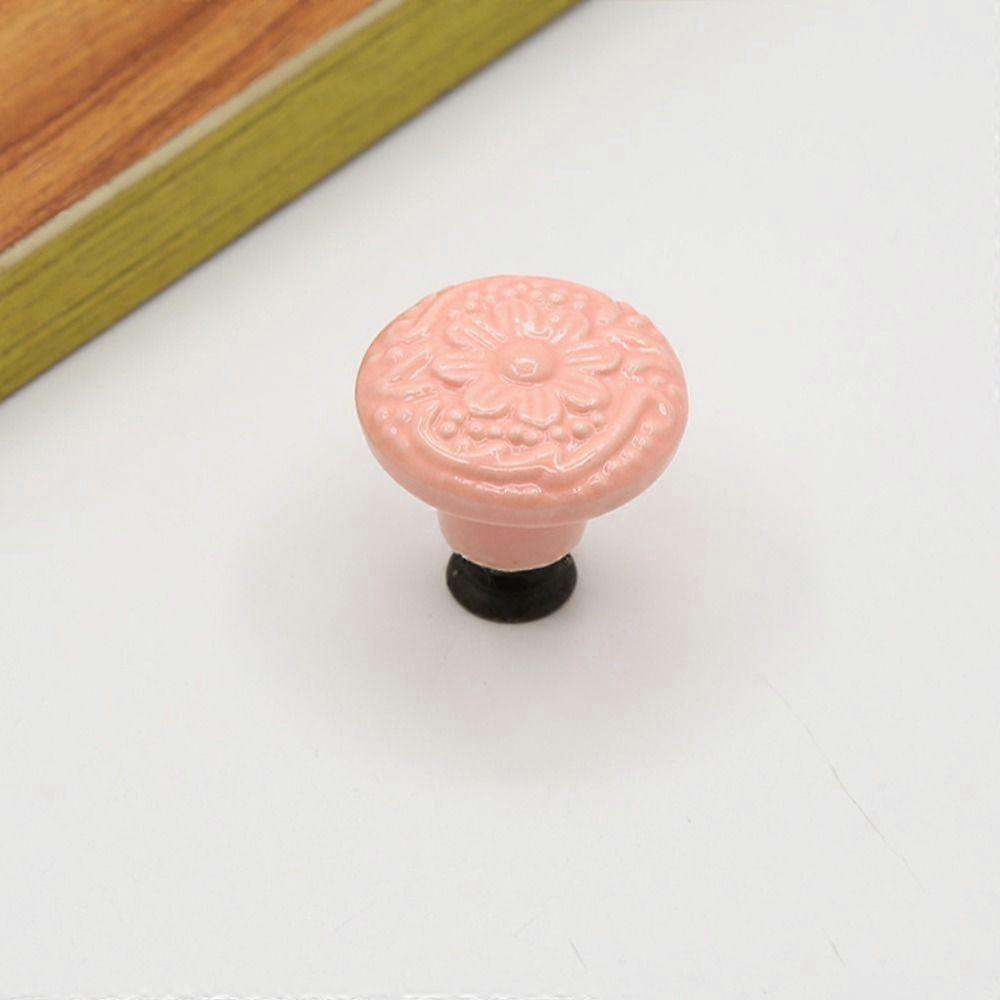 Flower Surface Ceramic Knob Pull Handles Cabinet Knob Relief Drawer Knobs  Dresser