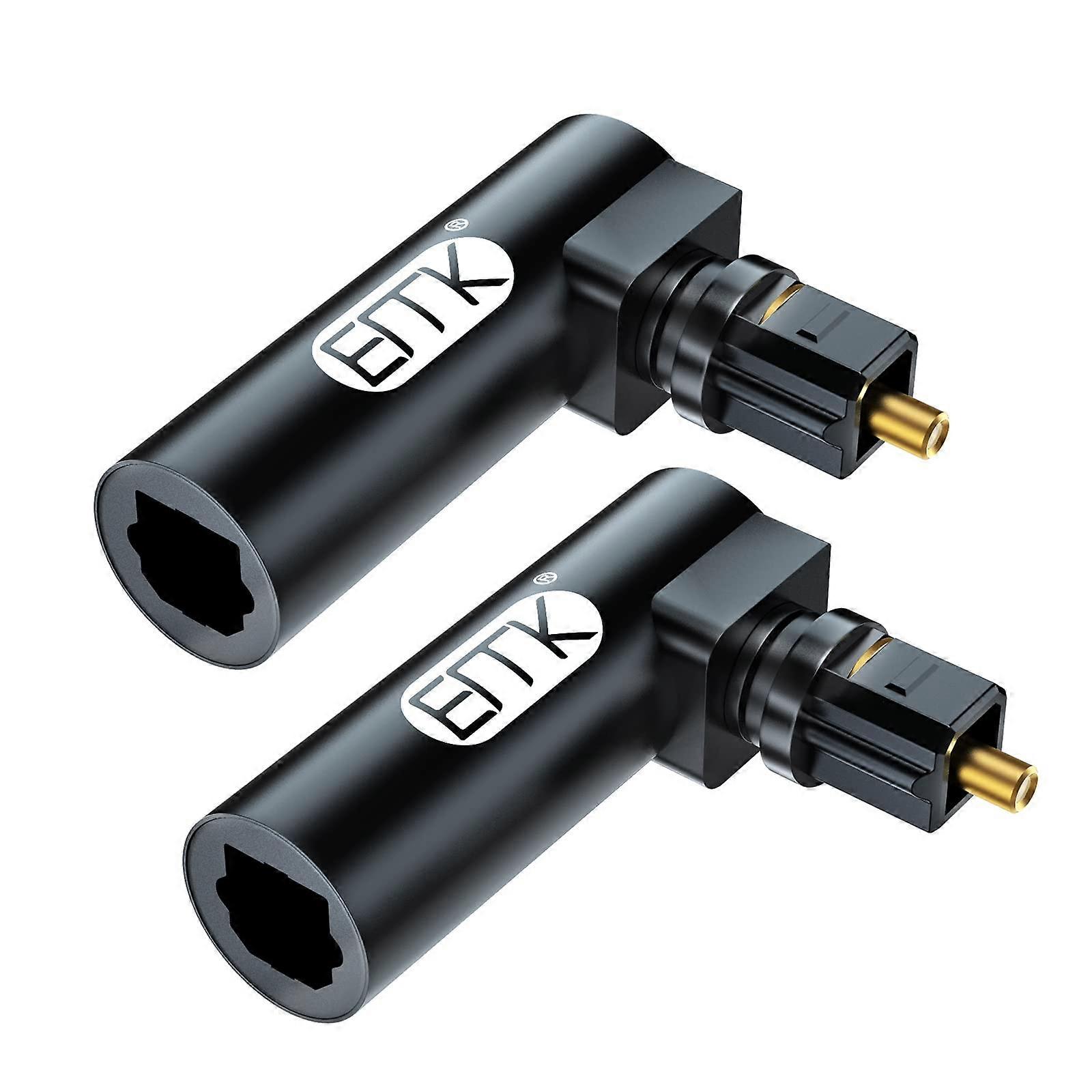 Optical Audio Adapter 2PCS 90 Degree Right Angle Toslink Connector 360° Swivel Universal Black