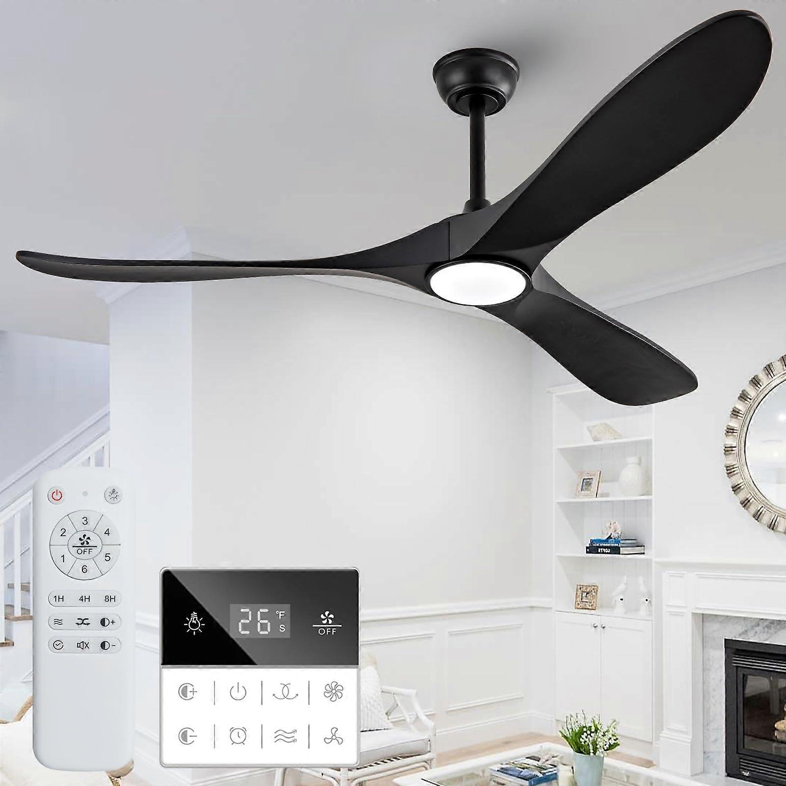 60 Inch Outdoor Ceiling Fan with Lights, Solid Wood Blades, Quiet DC Motor and Remote Control
