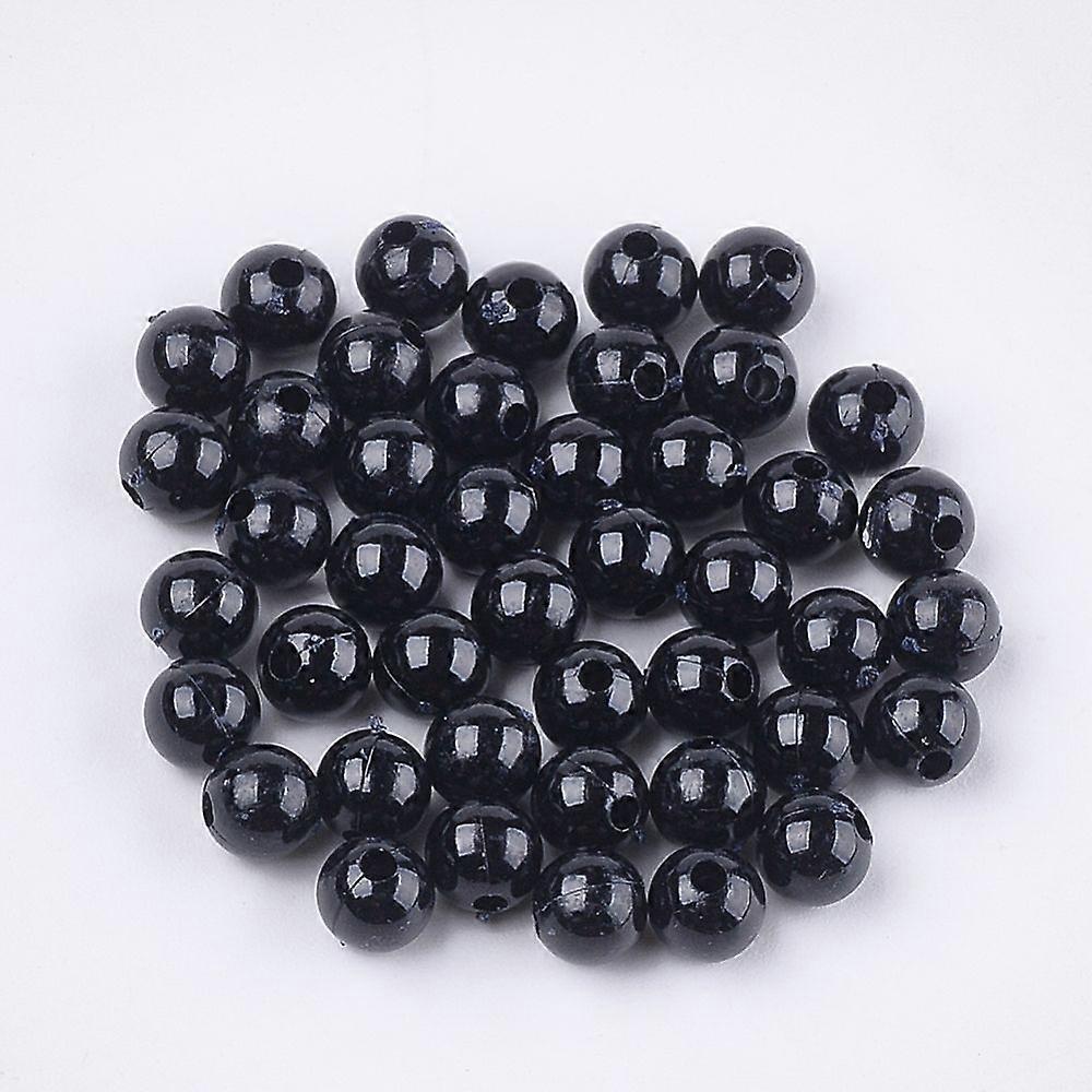 Opaque Plastic Beads Round Black 6x5.5mm Hole: 1.8mm