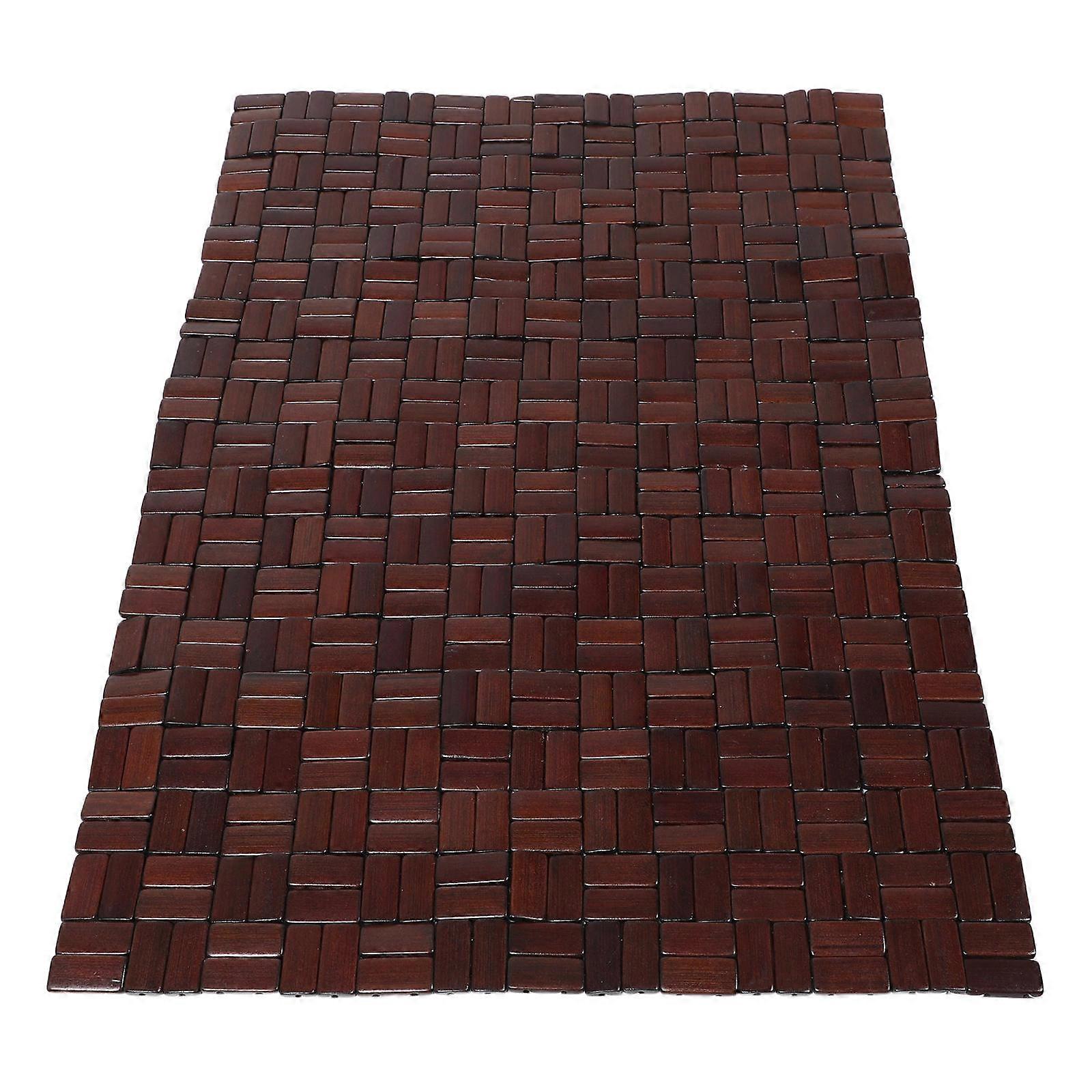 Light Brown Bamboo Bathroom Mat for Shower Safety Foldable Mat