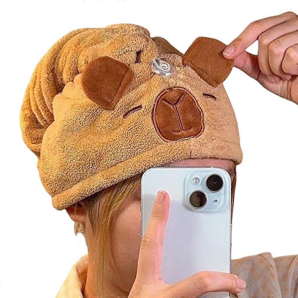 Hair Drying Cap with Adjustable Strap, Microfiber Quick Dry Towel Wrap, Super Absorbent Comfort