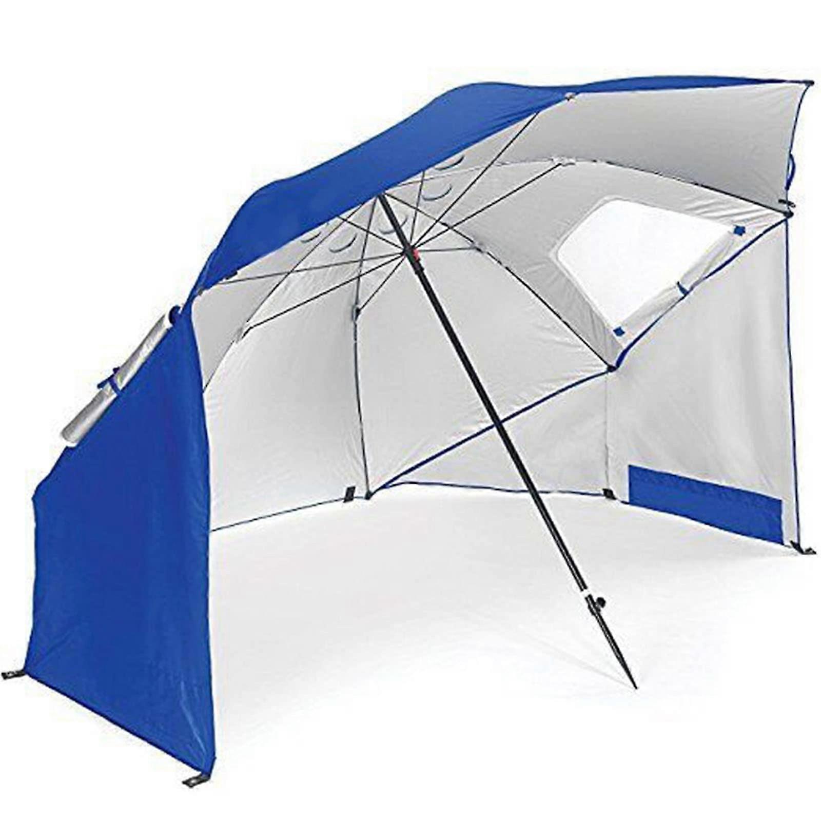 Beach Umbrella with Double Layer Canopy, Ventilated Windows and HeavyDuty Auger Anchor
