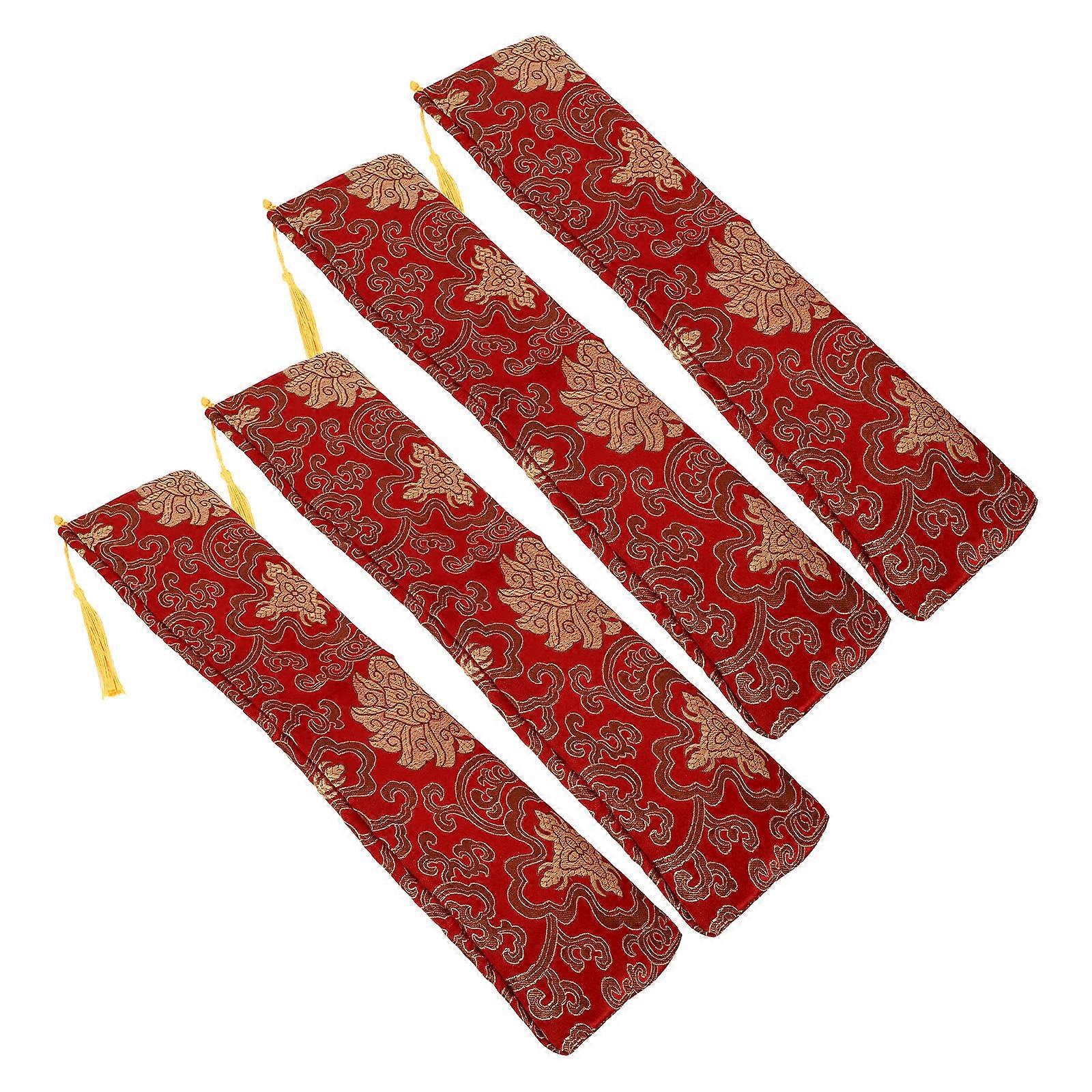 Red Picture Scroll Container for Calligraphy Work Storage 4Pcs Pack