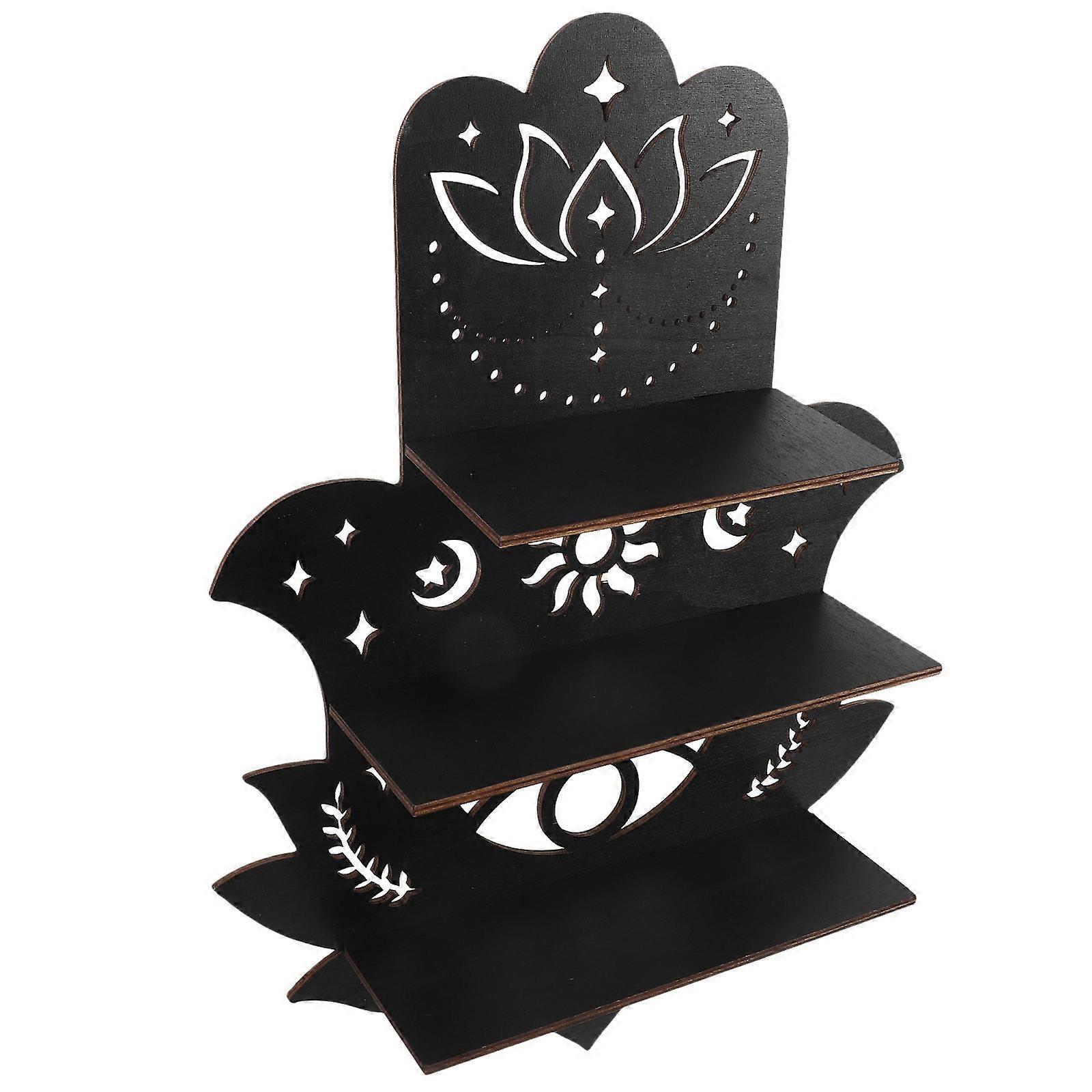 Black Wooden Wall Floating Shelf for Storage Use Practical Wall Mounted Shelf