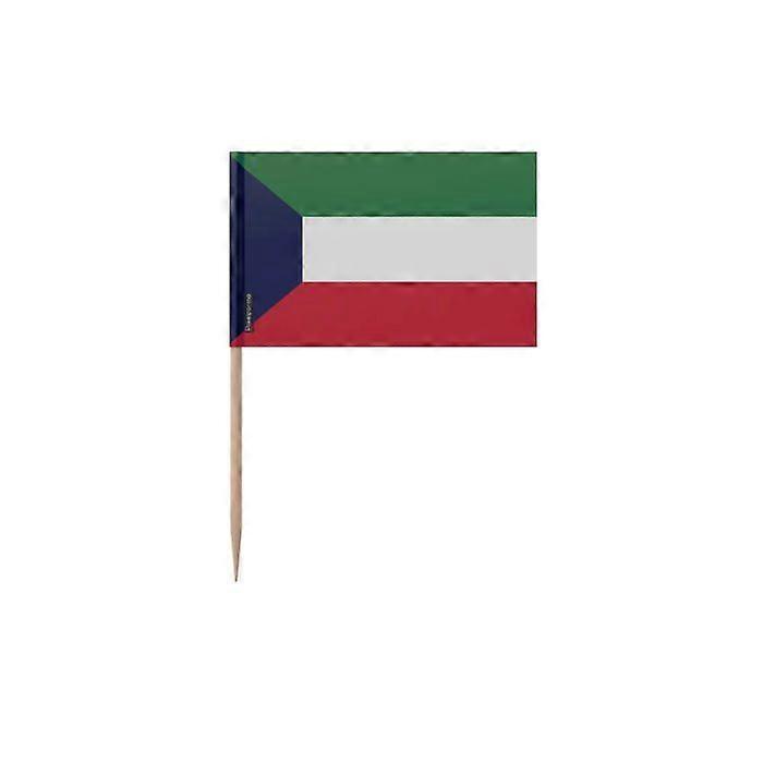 Kuwait Flag Toothpicks - 10 cm - 100 pieces - Adhesive plastic - Bamboo stick - Pixelforma