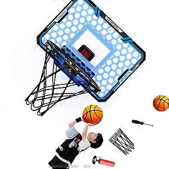 Electronic Scoreboard Basketball Hoops Wall Mounted Foldable LED Lights Set Including Ball Pump For Various Ages  Red