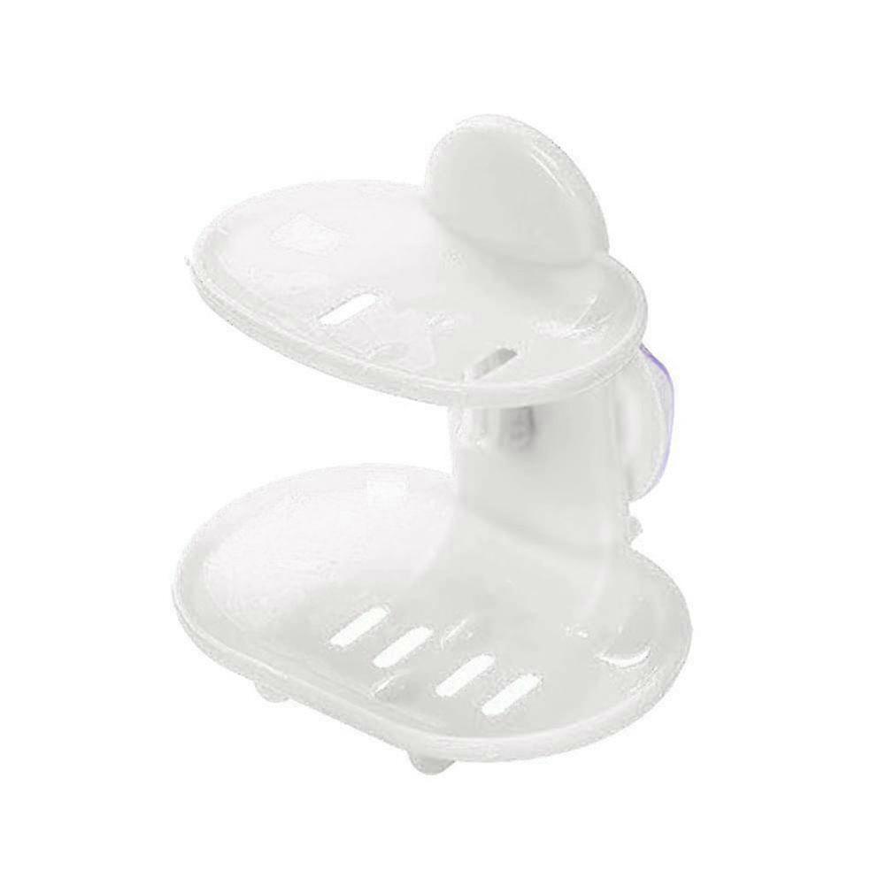 Bathroom Double-Layer Suction Wall-Mounted Soap Dish Soapbox Drying Holder Shelf