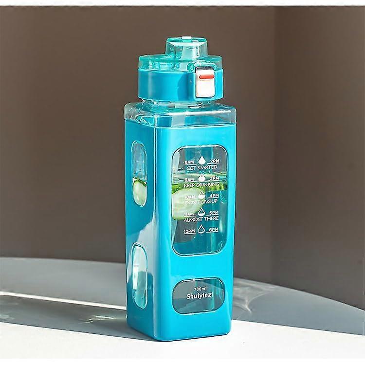 700ML Plastic Water Bottle with Straw, Heat Resistant Square Drinking Cup, Yellow