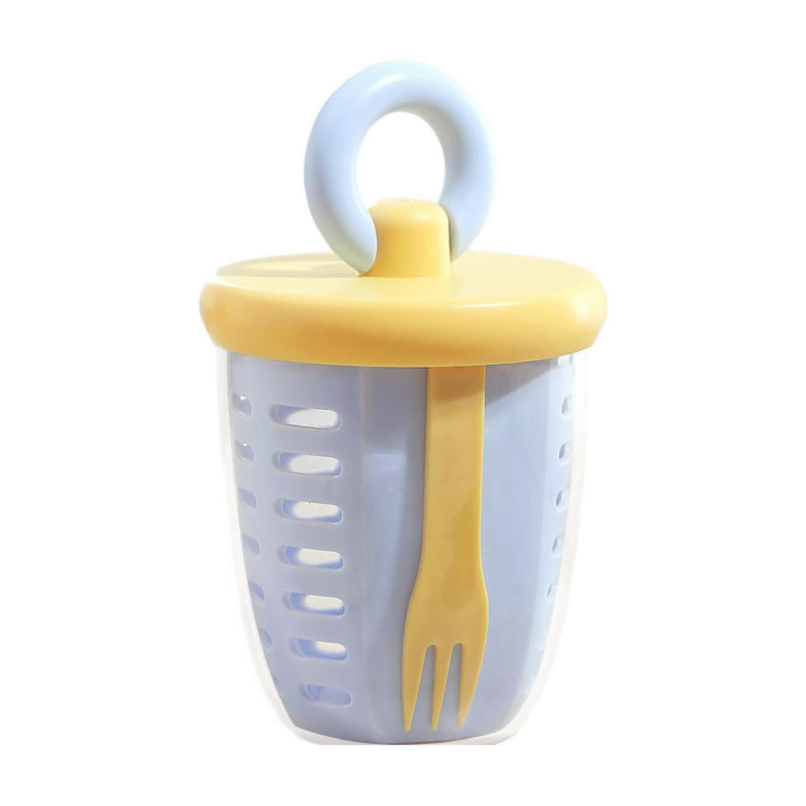 Fruit Salad Container with Fork, Leakproof 2Layer Salad Shaker Cup for OntheGo Lunch, Blue