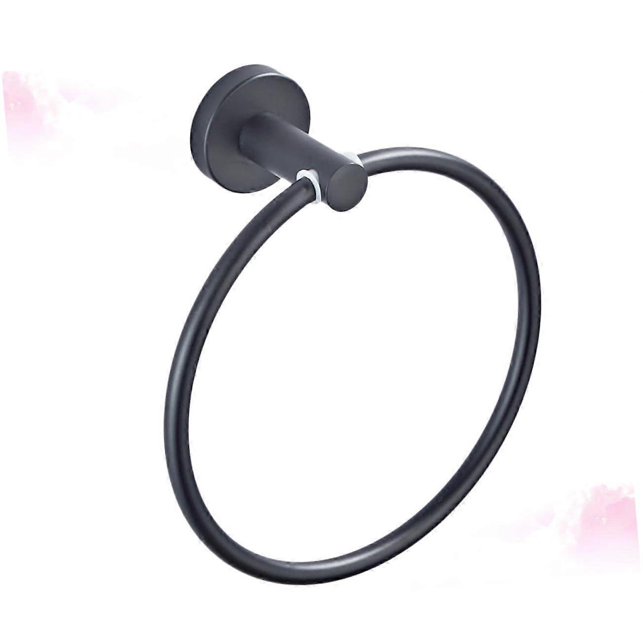 Towel Ring Black Matte Wall Mounted Holder SpaceSaving Bathroom and Kitchen Modern Design