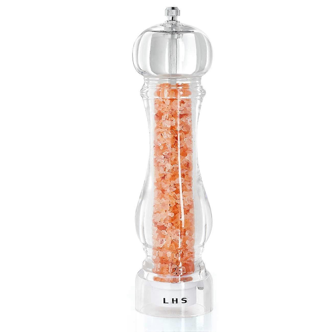 Pepper Grinder with Adjustable Ceramic Coarseness, Clear Acrylic Refillable Salt and Pepper Mill
