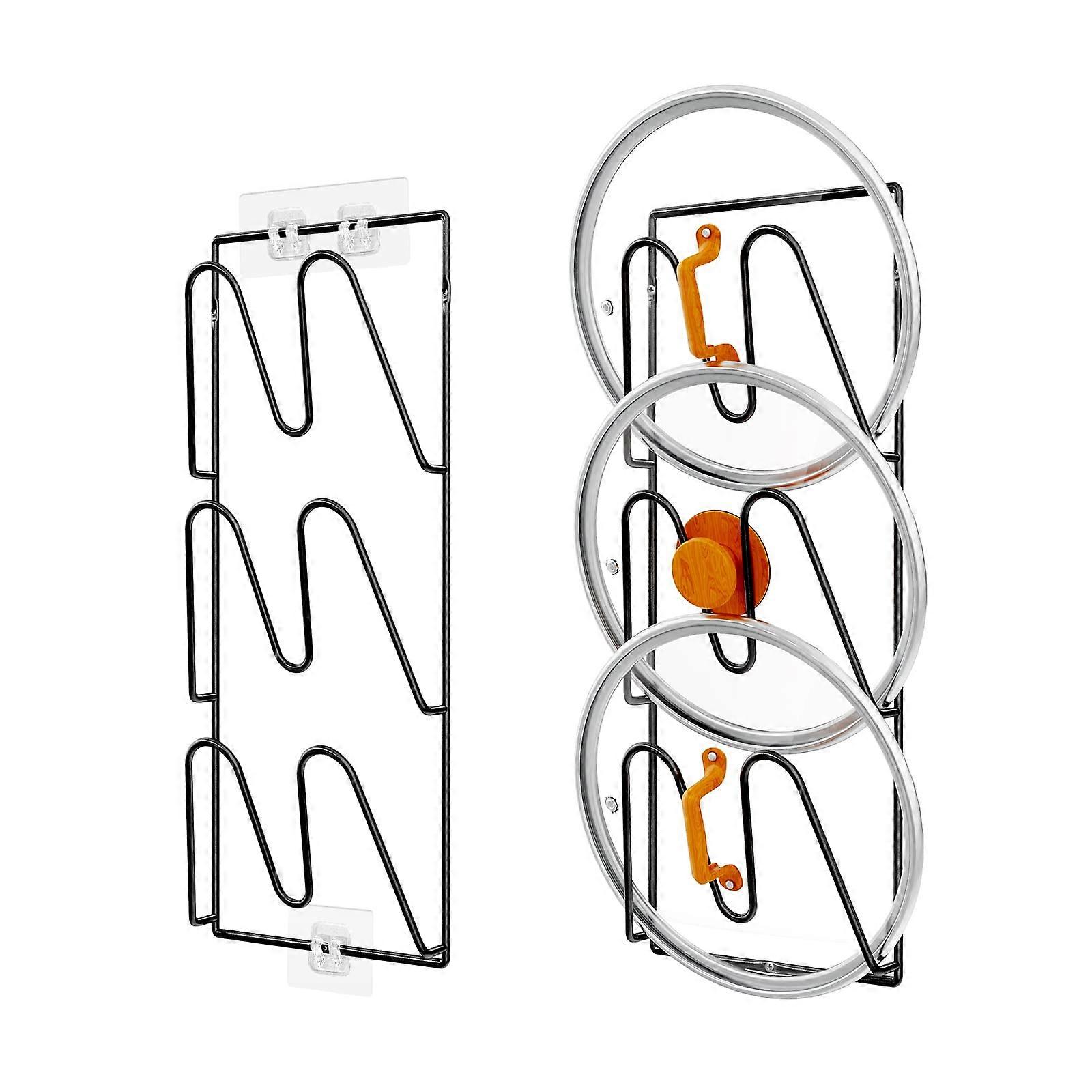 2 Pack 6Tier Pot Lid Organizer Rack, Wall or Cabinet Door Mount, Rustproof SpaceSaving Kitchen Storage