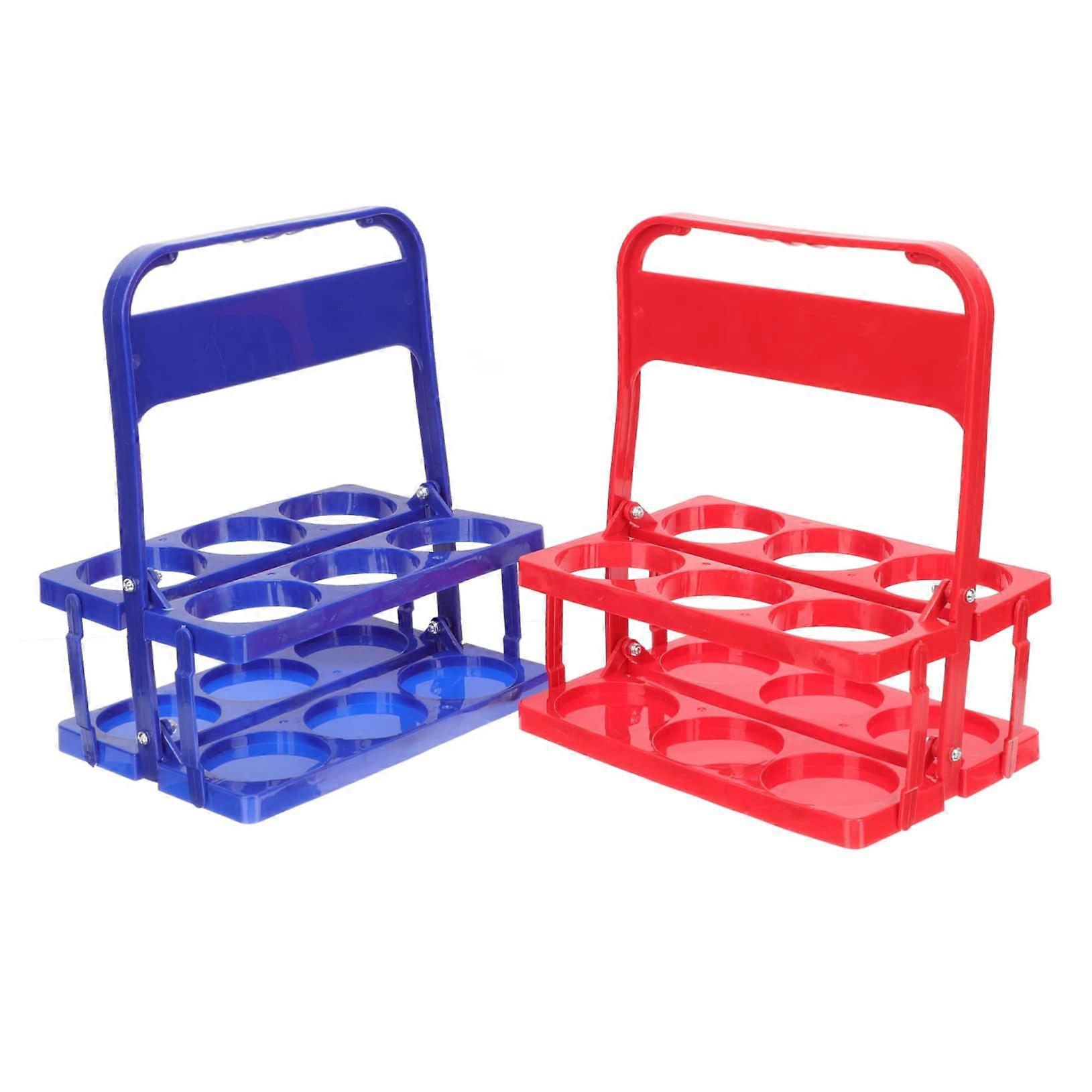 2pcs Reusable Plastic Beer Bottle Carrier and Wine Holder Tote with Durable Compact Storage