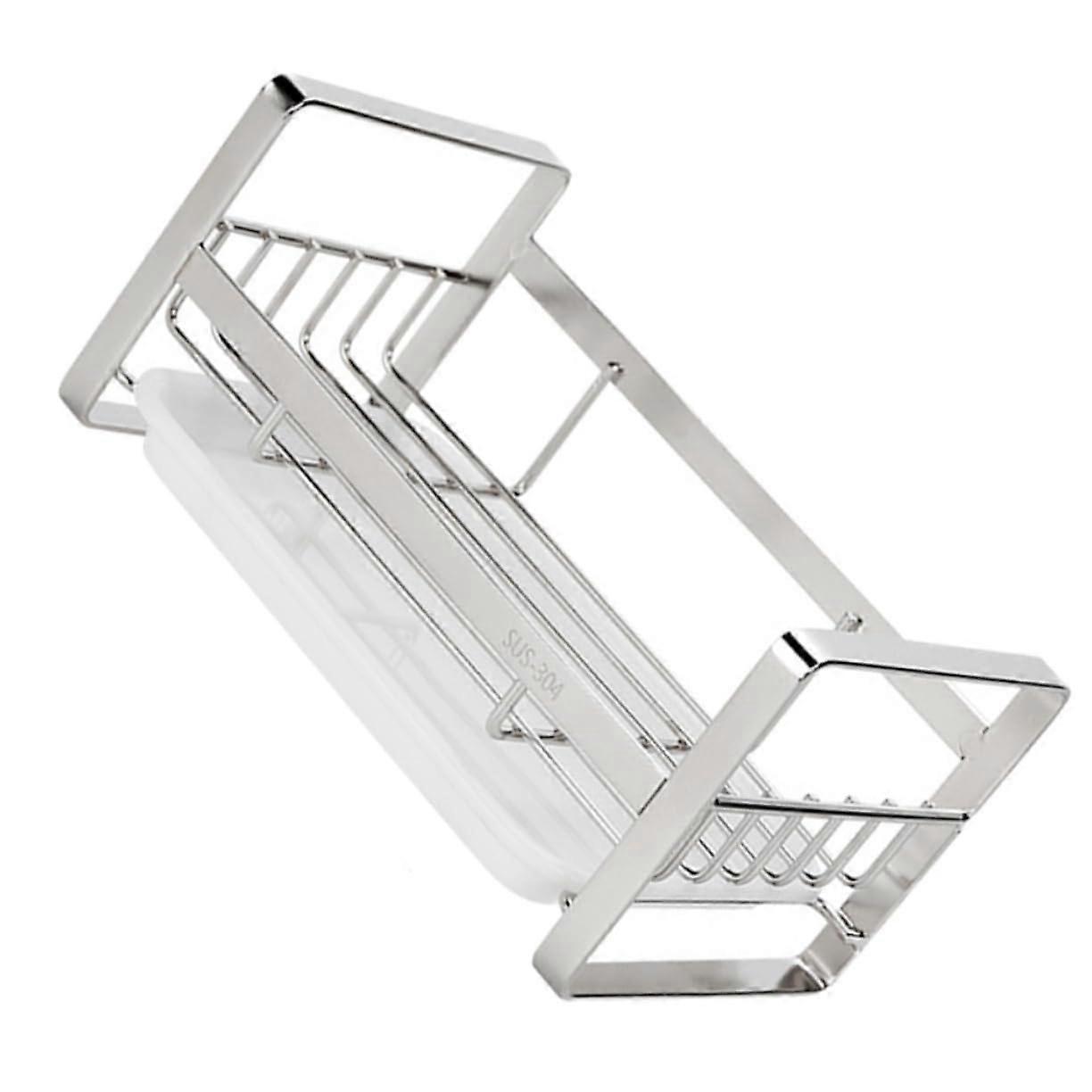 Kitchen Sink Organizer with Removable Tray, Quick Drying Ventilated Bathroom Storage Rack