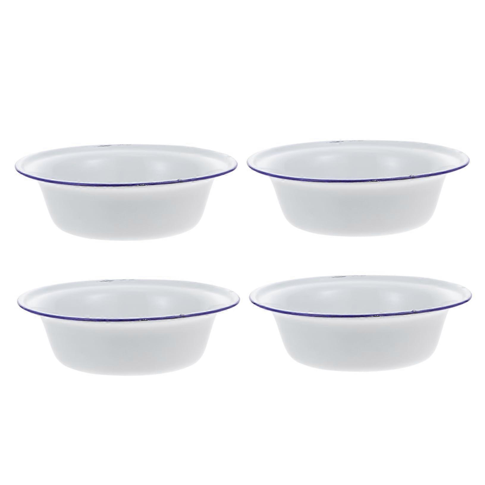 4Pcs Large Enamel Soup Bowl Set Easy Clean MultiPurpose Kitchen Serving Cereal and More