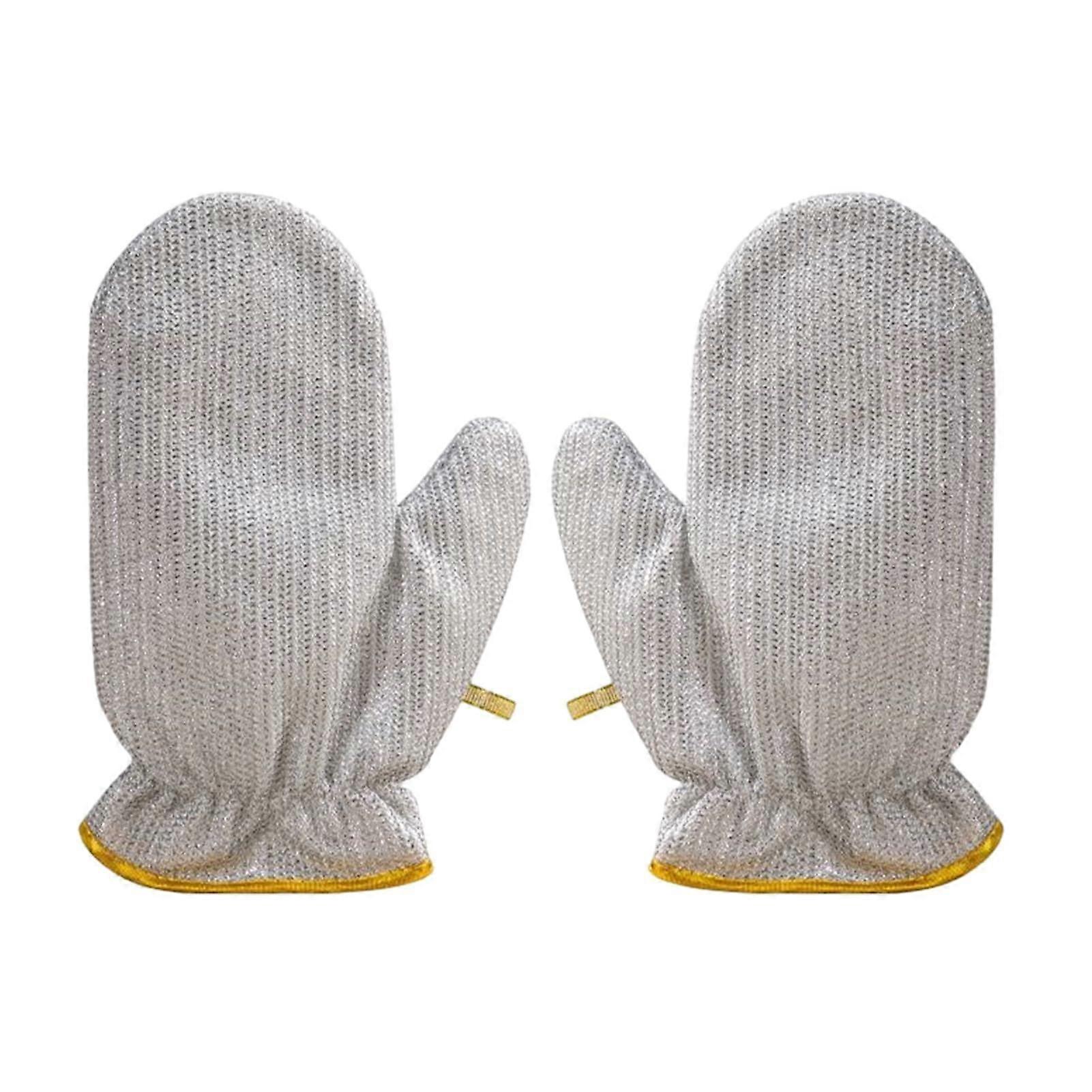Heat Resistant Waterproof Dishwashing Gloves for Kitchen Cleaning with Durable Scrubber Surface Silver