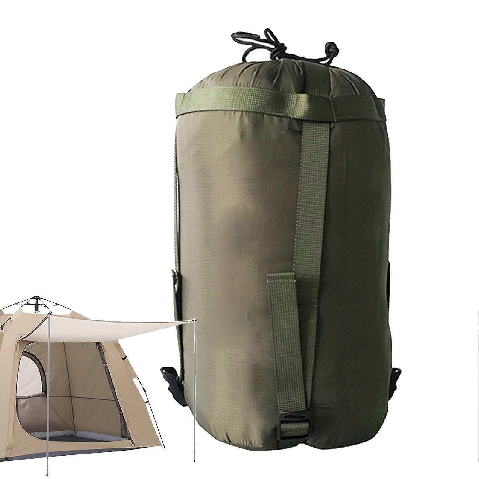 Sleeping Bag Stuff Sack Waterproof Nylon Compression Storage Bag for Camping Hiking Army Green