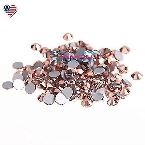 Rose Gold Mixed Size Nail Art Crystals Flat Back  Reflection Rhinestones Pack 144pcs