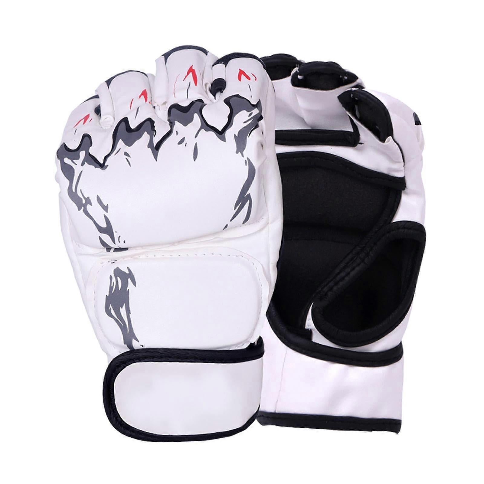 MMA Gloves Half Finger Training Gloves with Impact Absorption Padding and Adjustable Wrist Strap