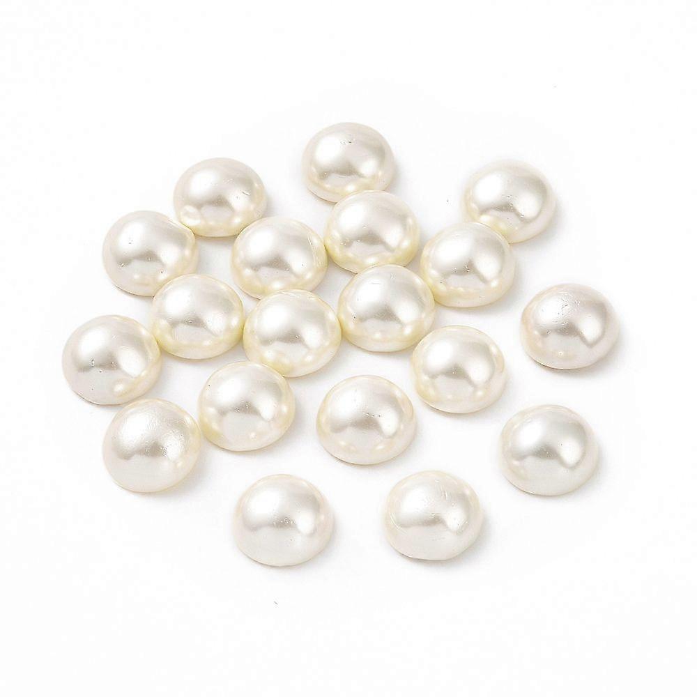 Shell Pearl Half Drilled Beads Half Round White 12x7mm Hole: 1mm