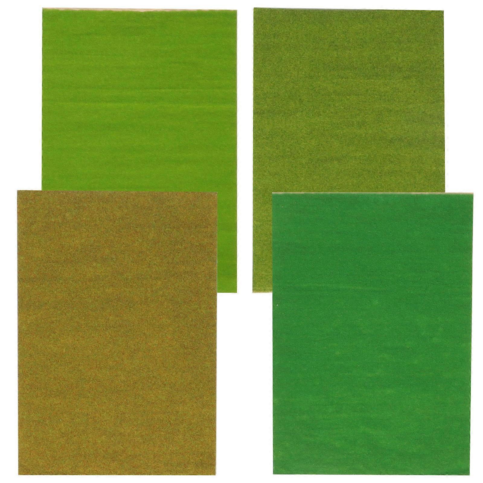 Artificial Turf Decor for Model Train Scenery 4Pcs Fake Grass Mat Set