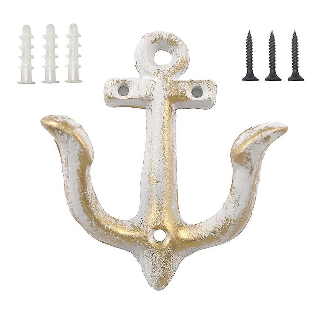 Nautical Wall Hook Rack White Anchor Coat Hook for Bathroom Kitchen Rustic SpaceSaving Design