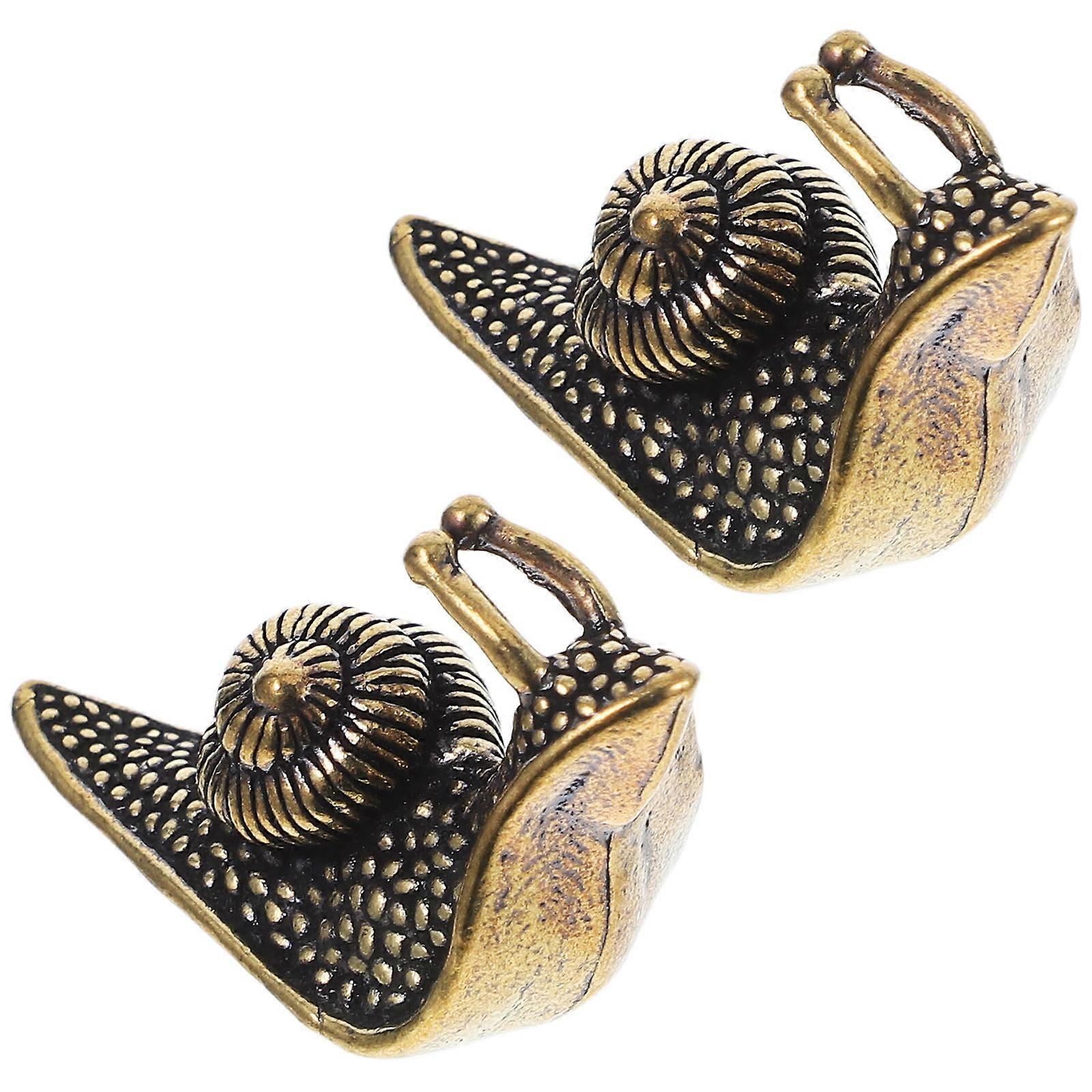 Adorable Tea Pet Brass Snail for Decoration 2Pcs Multi-Function Decor