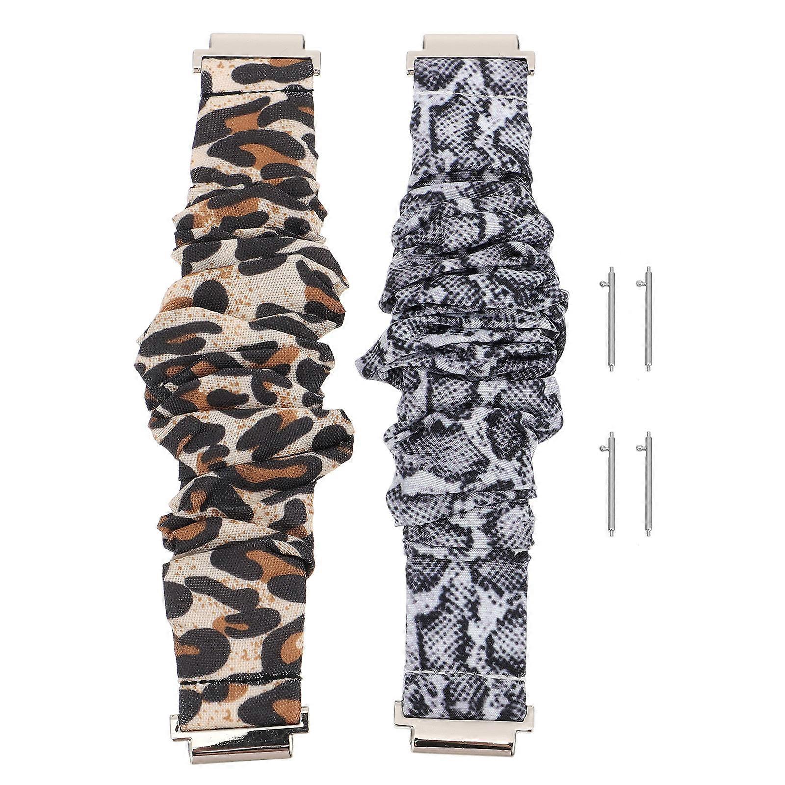 Leopard Hand Watchband Scrunchie Watch Strap for 2Pcs Cloth Material