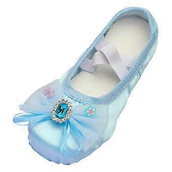 Ediodpoh Kinderschoenen Dansschoenen Warme Dansschoenen Ballet Performance Indoorschoenen Yoga Dansschoenen met Kanten Strik voor Kinderen Oefening Blauw_004 36