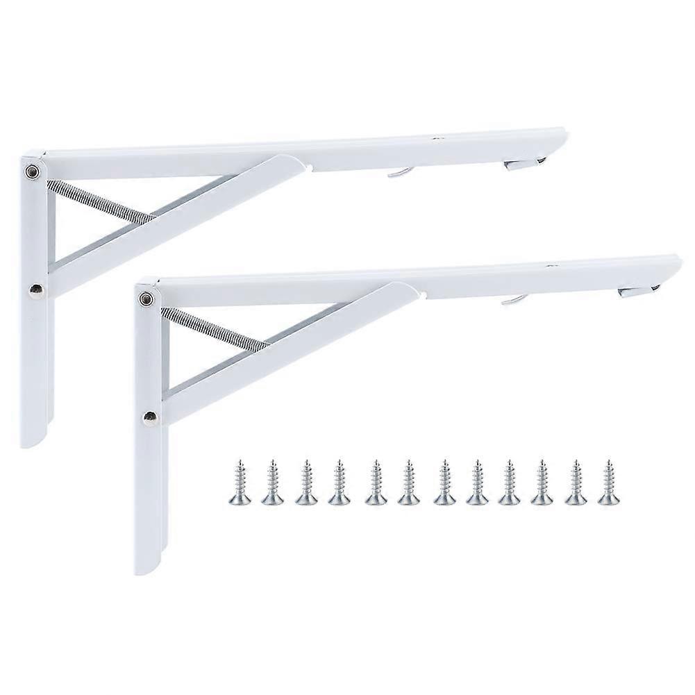 2PCS Heavy Duty Folding Shelf Bracket Wall Mounted Triangular Metal Support for Table and Shelf