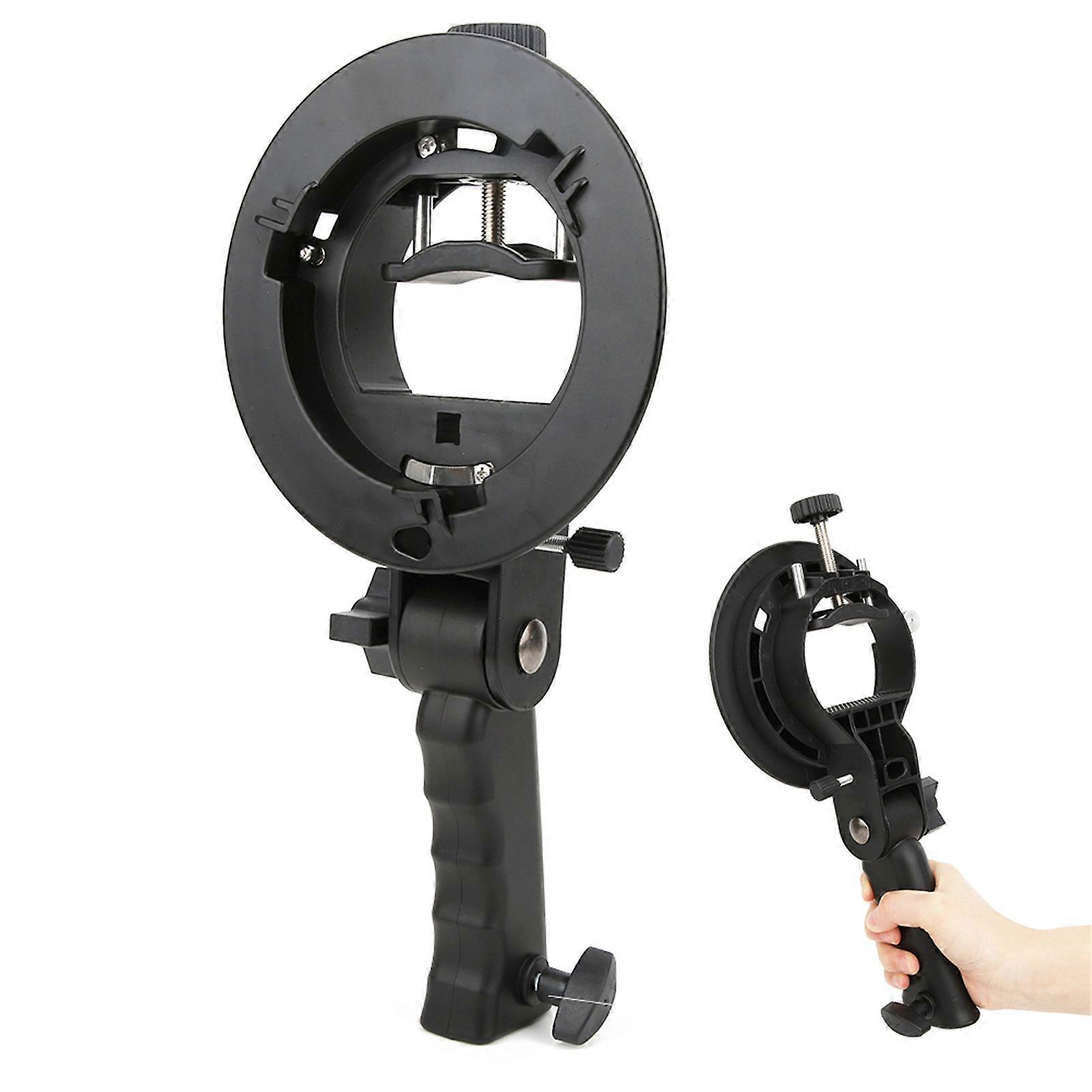 Handheld Hand Grip S Shape Bracket Accessory Compatible With Bowens Mount Camera Top Flashlight Black