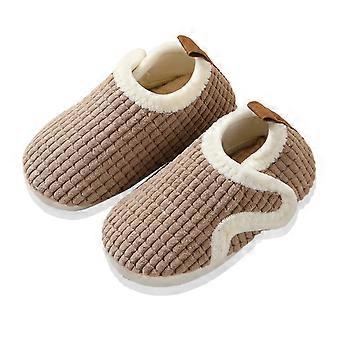 Kuschelige Kinderpantoffeln – Weiche, warme und leichte Hausschuhe mit flacher Sohle für Kinder von 12–18 Monaten, mit Tiermotiven, einfarbig, geeignet für Herbst/Winter