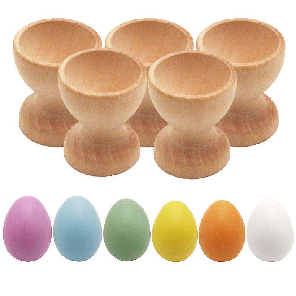 Creative Wooden Fake Eggs Decorative Simulation Eggs for Easter 3Sets