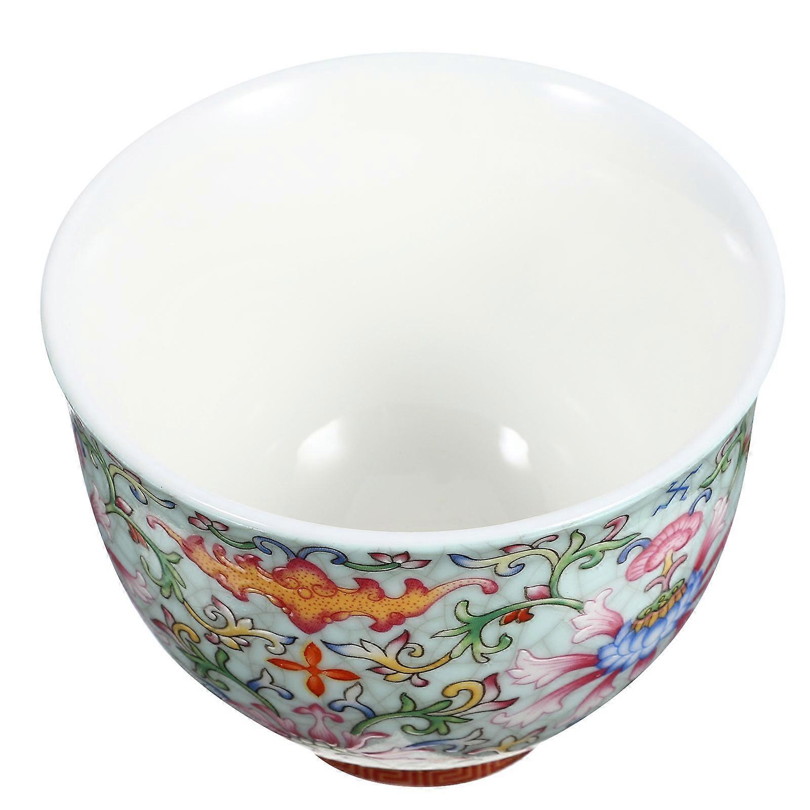 Household Tea Cup for Tea Drinking 3Pcs Ceramic Flower Pattern Set