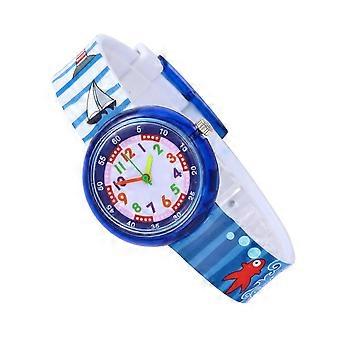 Montres pour enfants avec adorables motifs de dessins animés, de forme ronde et multicolores, à mouvement à quartz (1 lot).