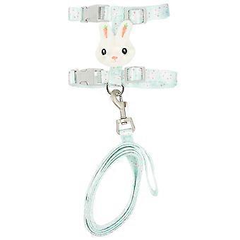 Harnais pour chat avec laisse, motif lapin, pour les promenades en extérieur, en nylon vert.