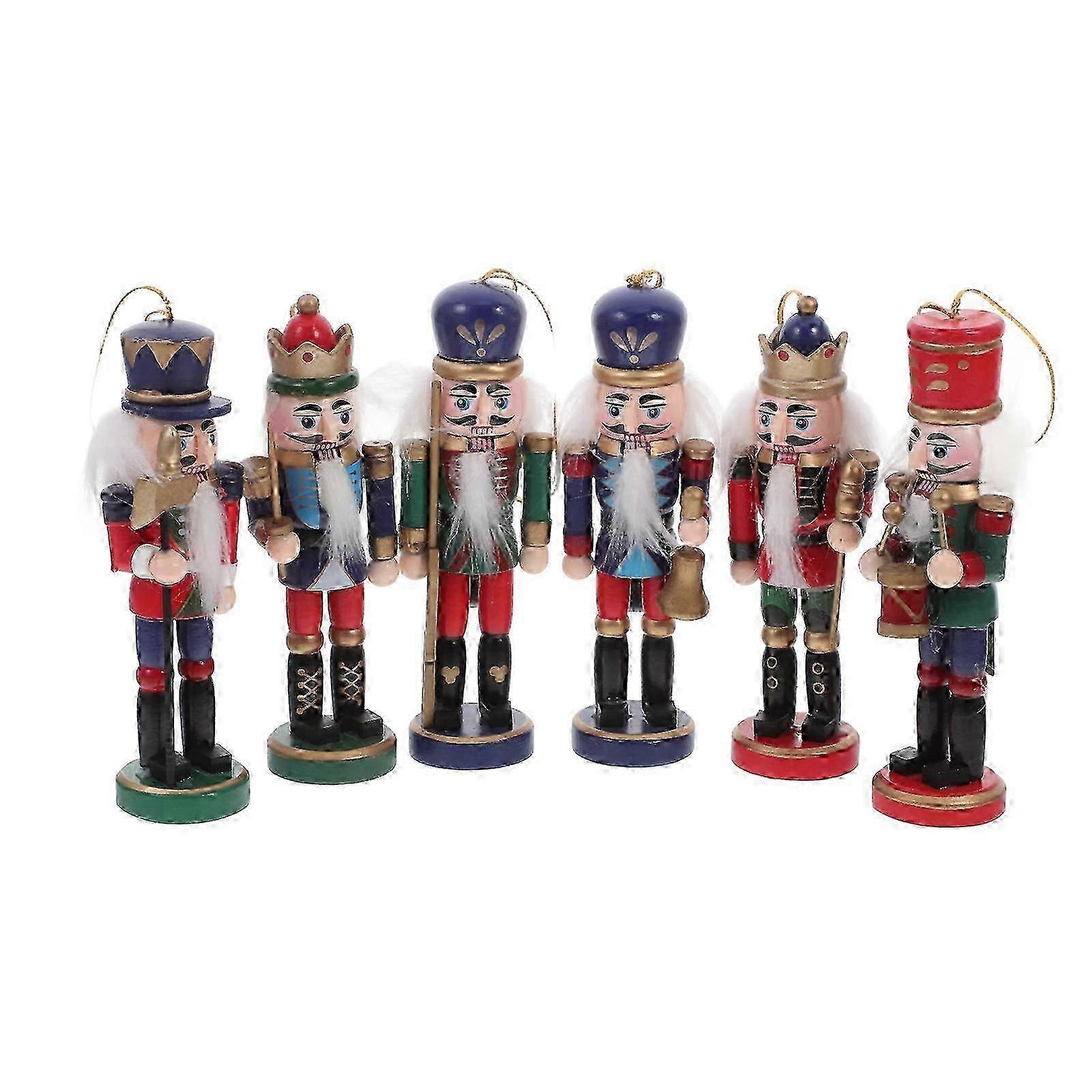 Nutcracker Pendant Hanging Wood Nutcracker Decor 6Pcs for Decoration