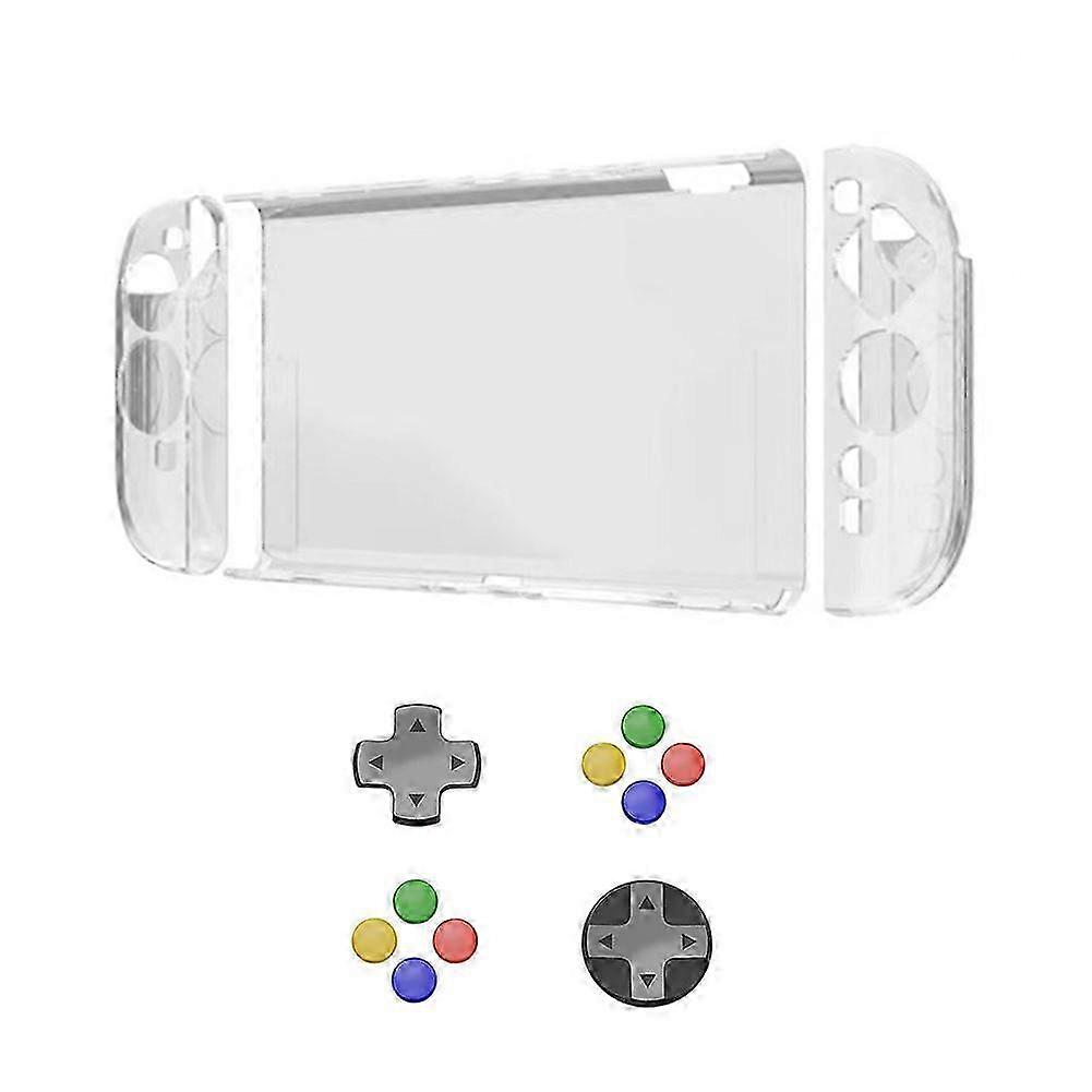 compatible with Switch2 Protective Case+D-Pad Button Cap Clear Shell Split Design Anti-Fall Anti-Scratch Case compatible with Nintendo Switch2 B