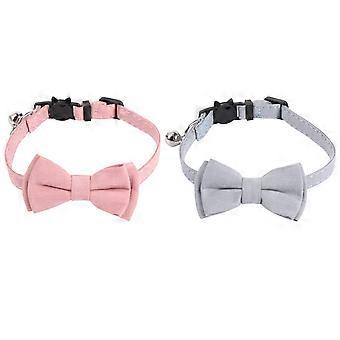 2pcs Pet Collar Pet Neck Ring Adjustable Cat Collar Pet Supplies with Bell