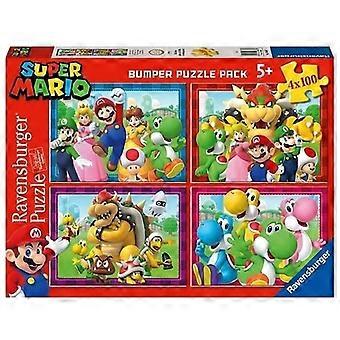 Puzzle 4x100 pièces - RAVENSBURGER - Super Mario - 400 pièces - Carton recyclé - À partir de 5 ans