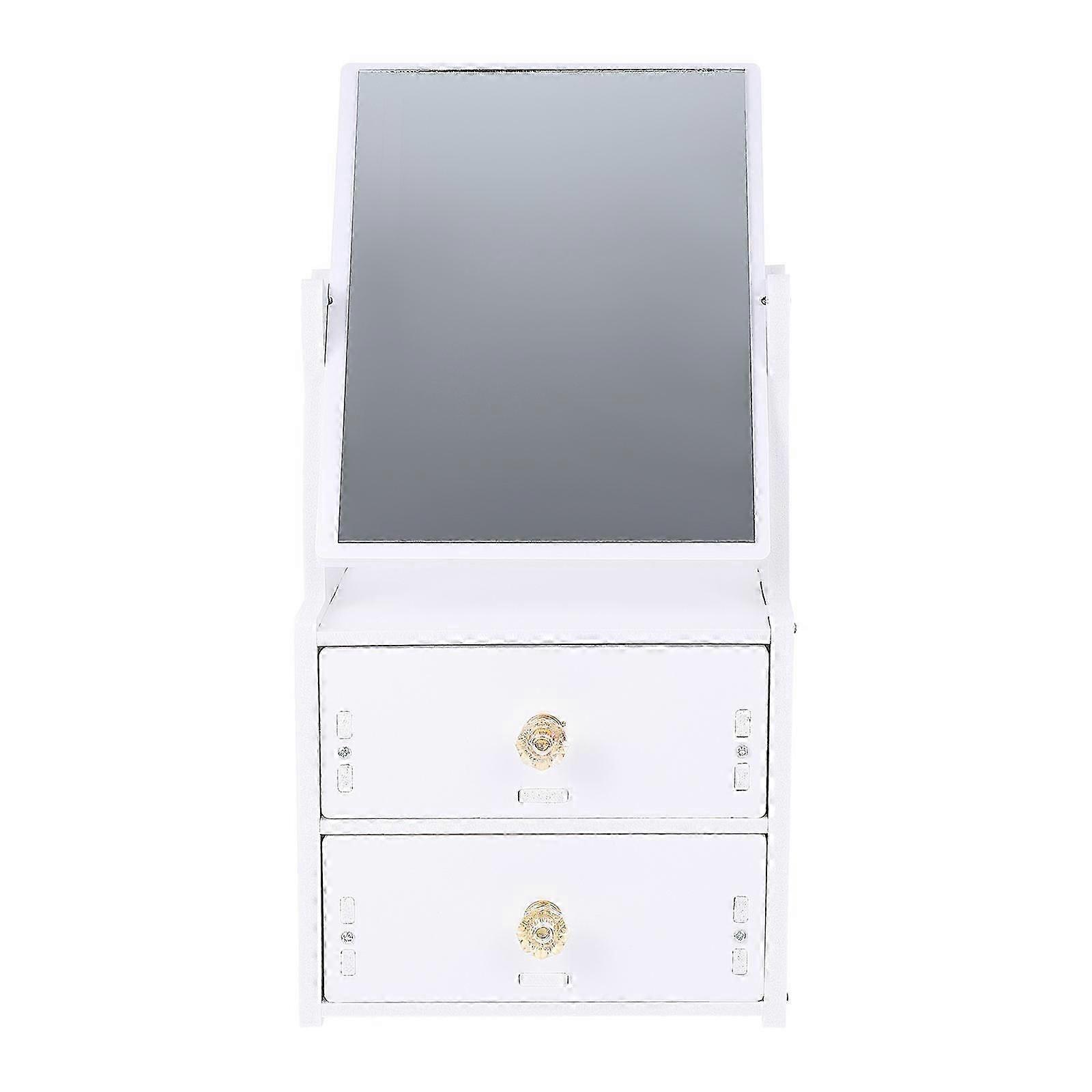 PVC Makeup Mirror Multifunctional Table Mirror Storage Box for Home