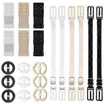 Juego de 21 accesorios para sujetador: 6 extensores de sujetador + 6 sujetadores de tirantes + 9 clips para sujetador.