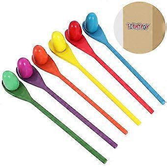 This 12-piece balance game spoon and egg set is perfect for kids' birthday parties and family picnics. It comes in a variety of colors