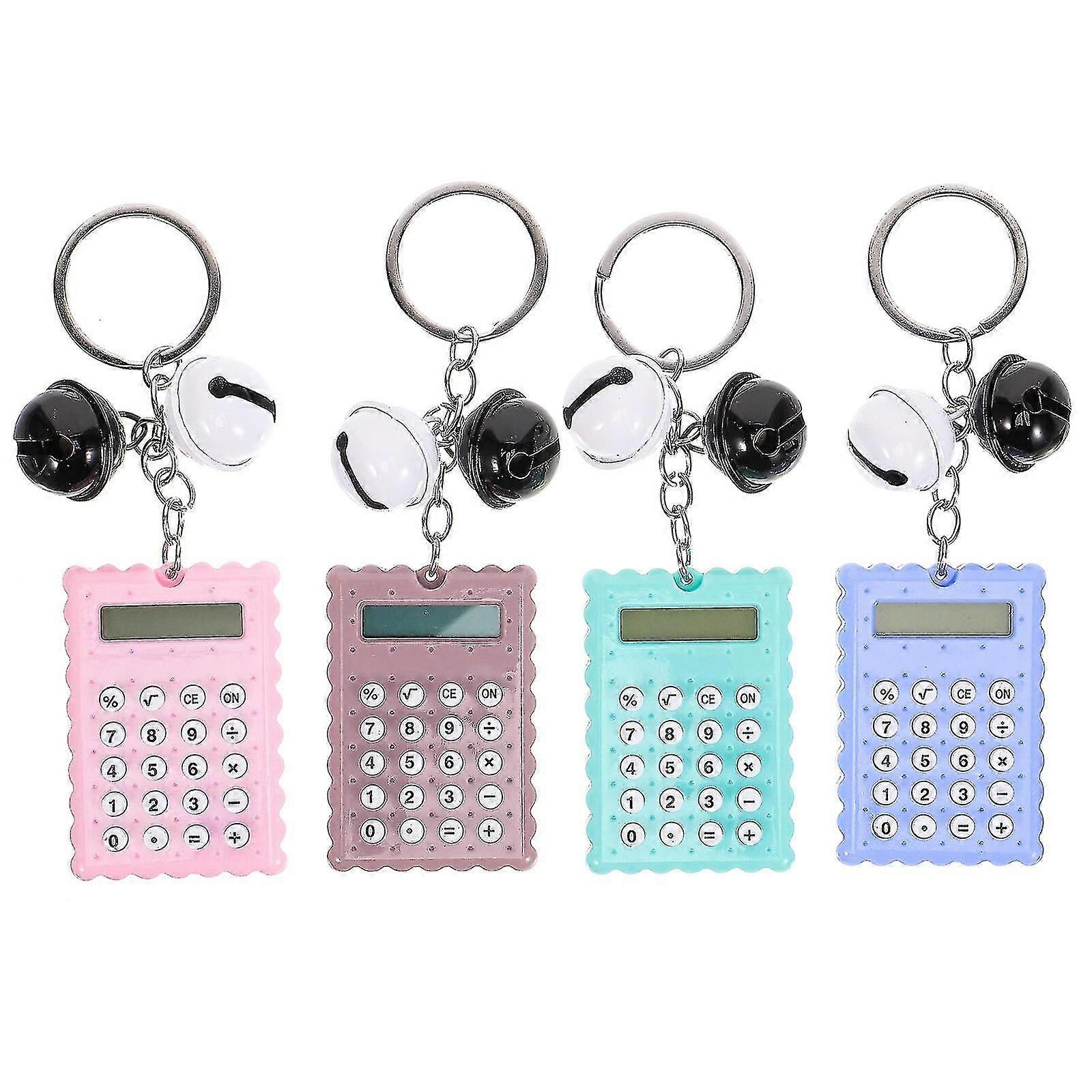4pcs Plastic Small Calculators Keychains Calculators Adorable Biscuit Designed Calculators